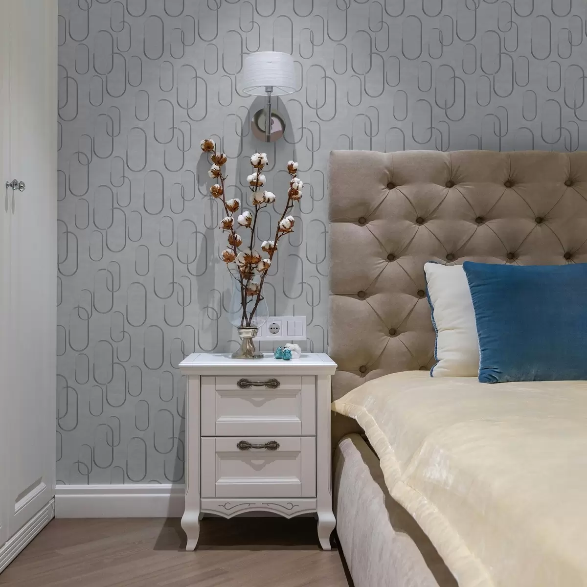 Behang Lichte achtergrond met langwerpige ovalen, grijze contouren a00921