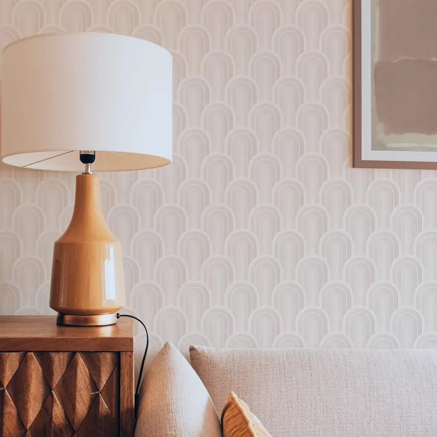 Papier peint photo Petits modules en arc dans des tons crème-beige chauds a00924