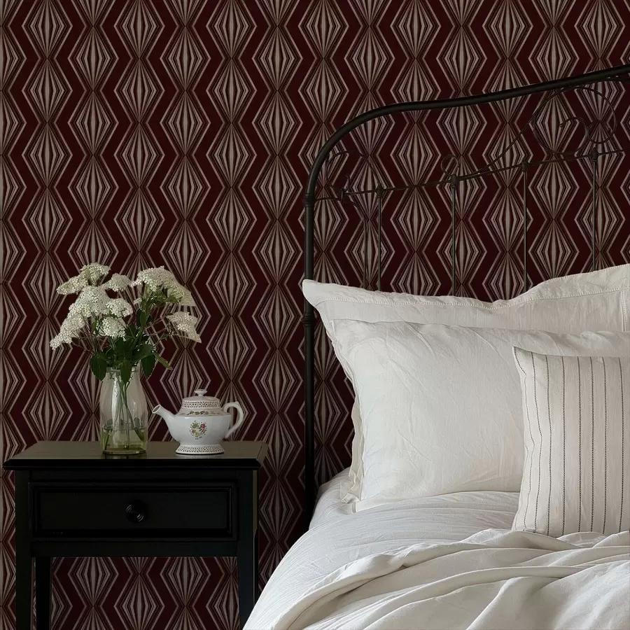 Fotobehang Diamantvormig geometrisch patroon op een wijnbruine achtergrond a00925v1