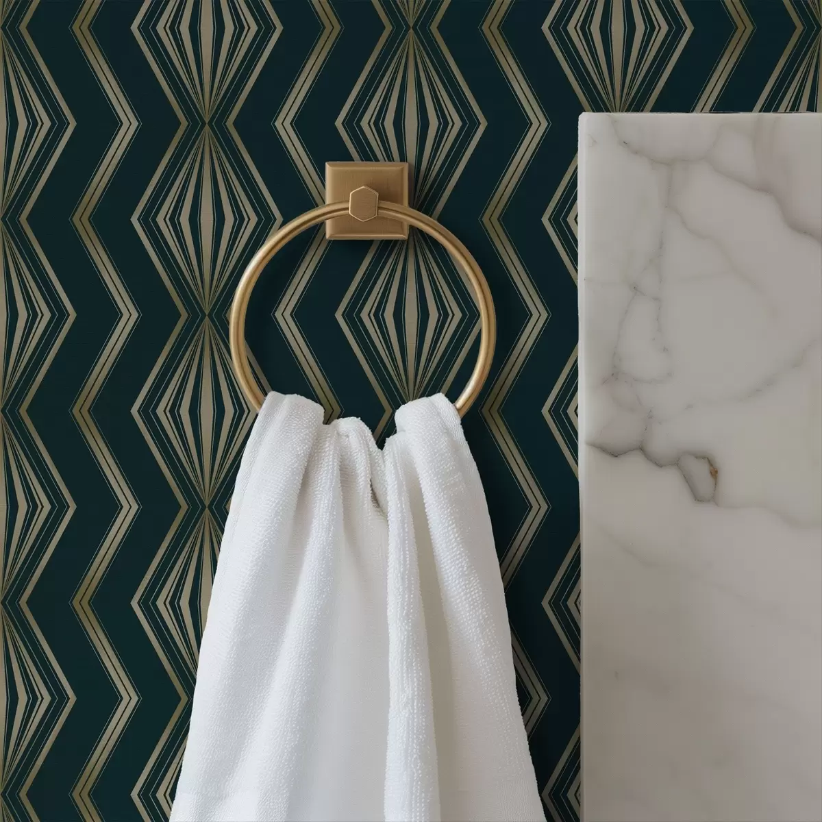 Behang Donkerblauwgroen geometrisch patroon met ruitjes a00973v1