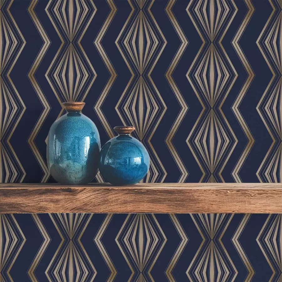 Papier peint photo Motif géométrique à losanges bleu foncé a00973