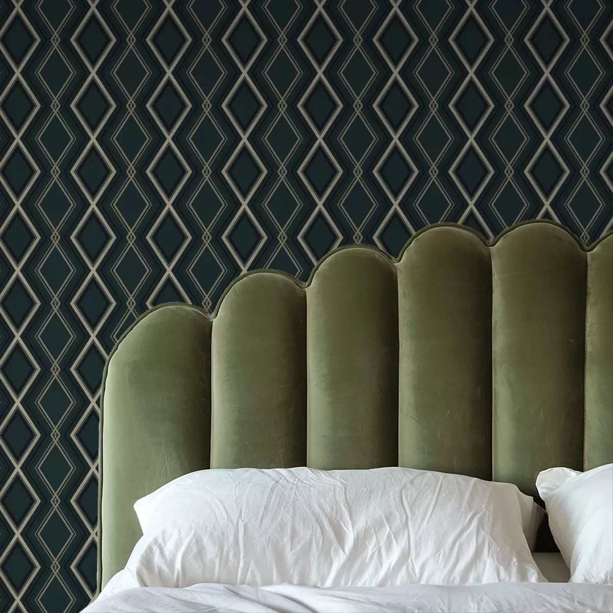 Papier peint Fond bleu sarcelle foncé avec un motif répétitif en losanges a00975v1