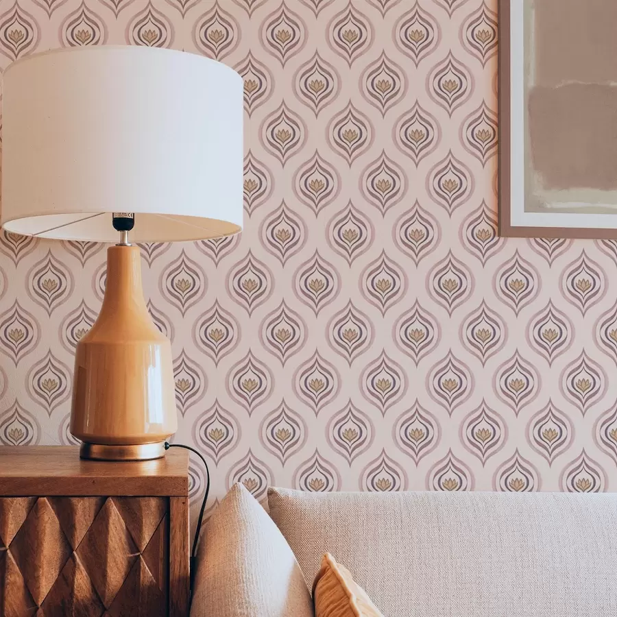 Papier peint photo Motif rythmique en forme de goutte avec une fleur sur un fond poudré a00977