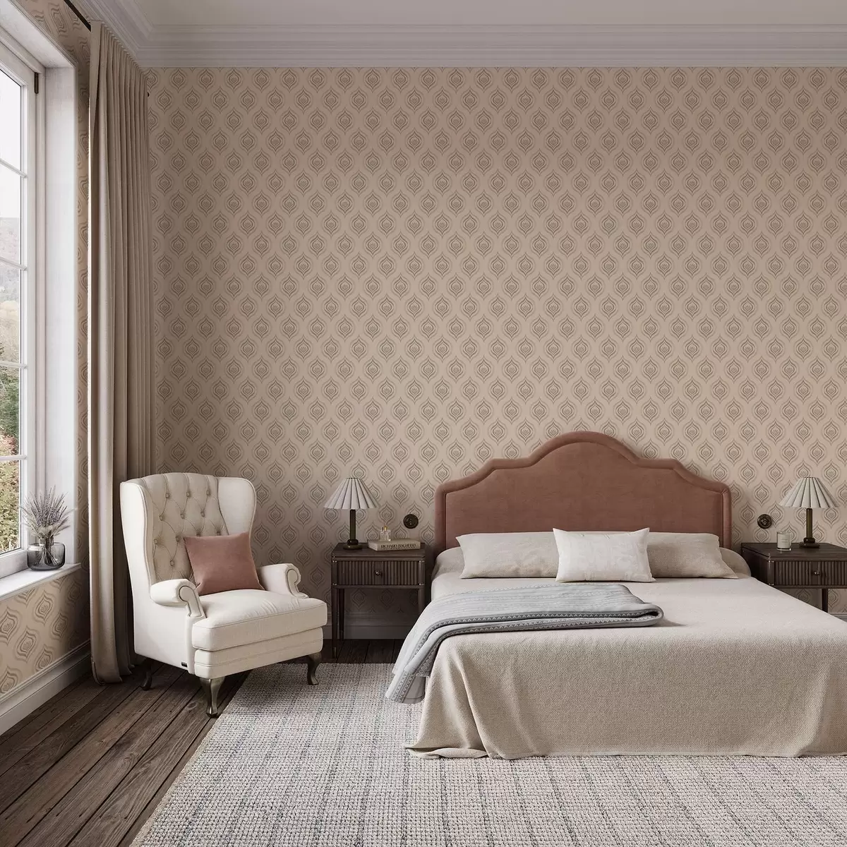 Papier peint Motifs de gouttelettes poudreuses avec une fleur sur un fond chaud a00977v2