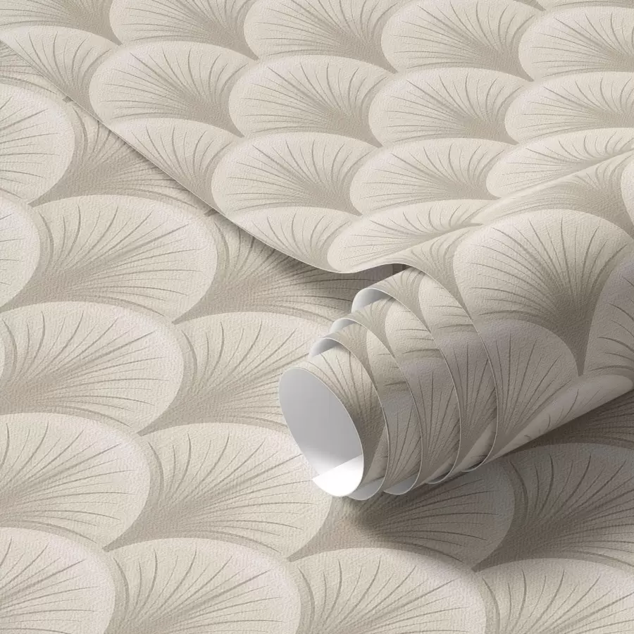 Papier peint photo Arcs beiges avec de fins rayons sur fond clair a00978