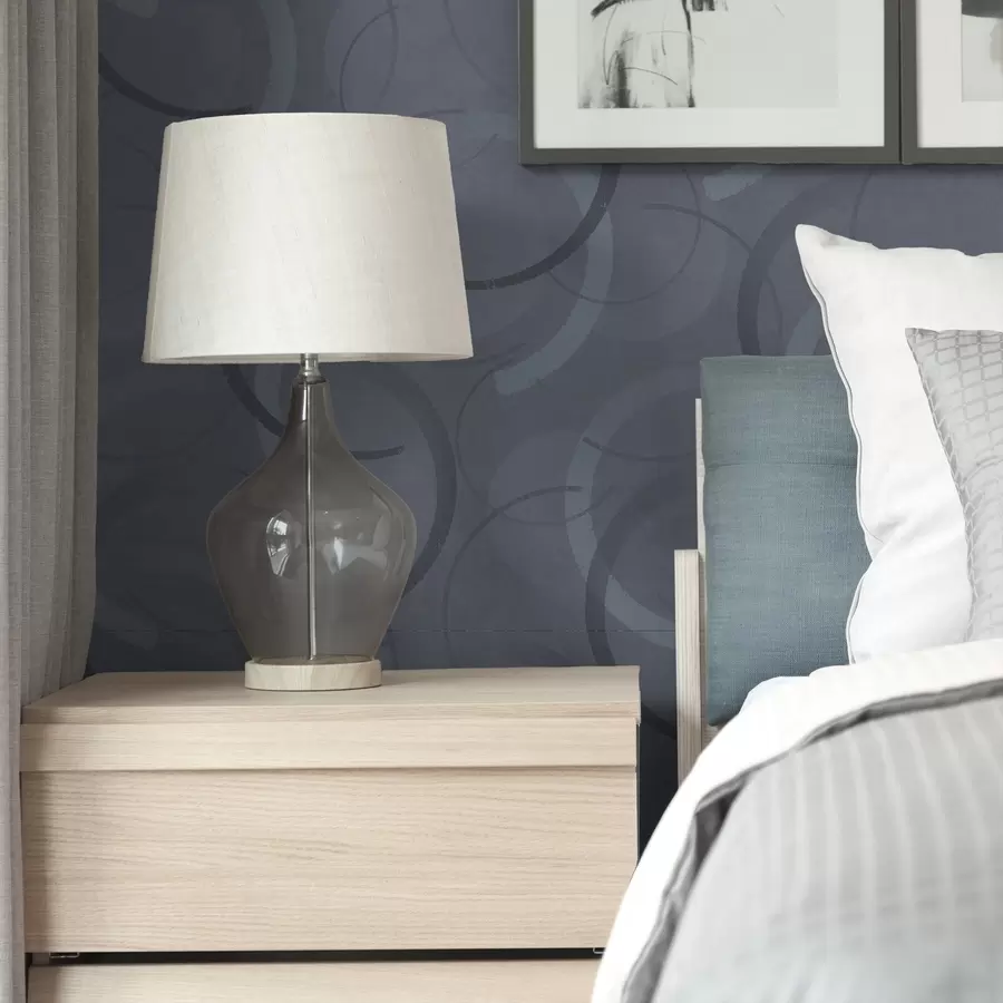 Papier peint photo Demi-cercles et cercles doux dans une palette gris-bleu froide a00980