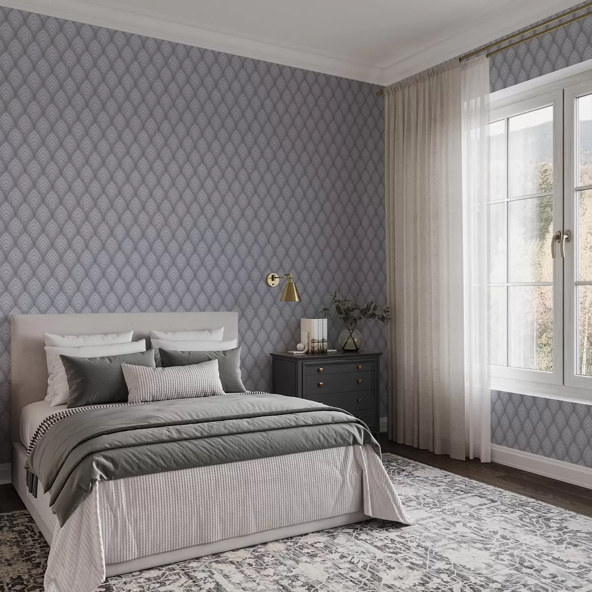 Papier peint Arcs volumétriques de type échelle de gris avec un dégradé doux a00989