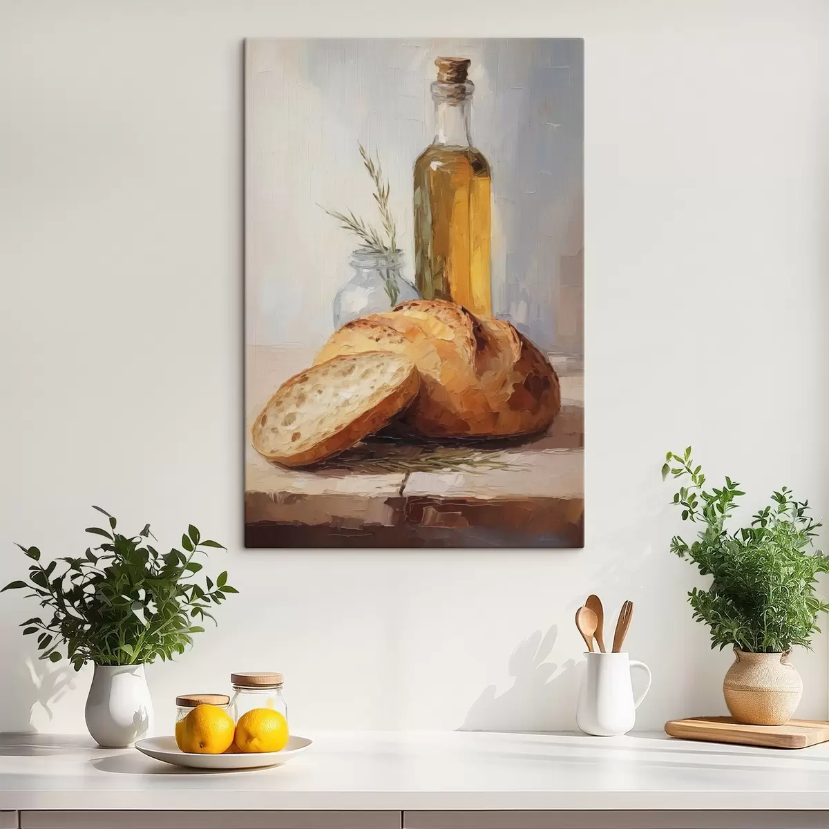  Peintures Du pain et une bouteille d'huile, peinture d'imitation s46759