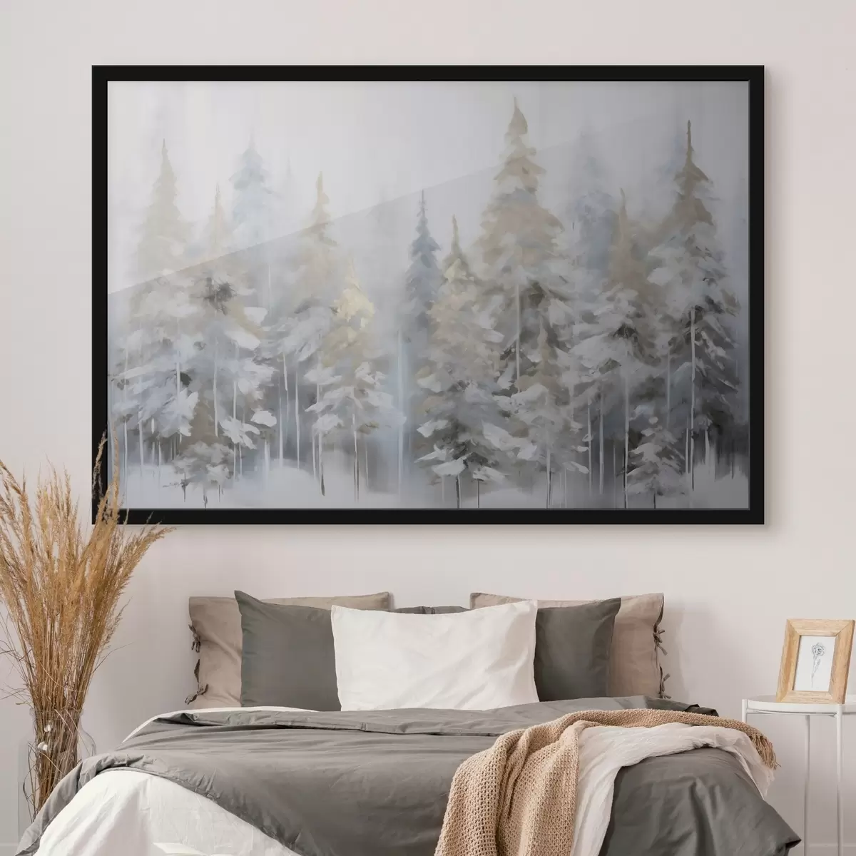 Affiche Peinture imitant une forêt en hiver f46762