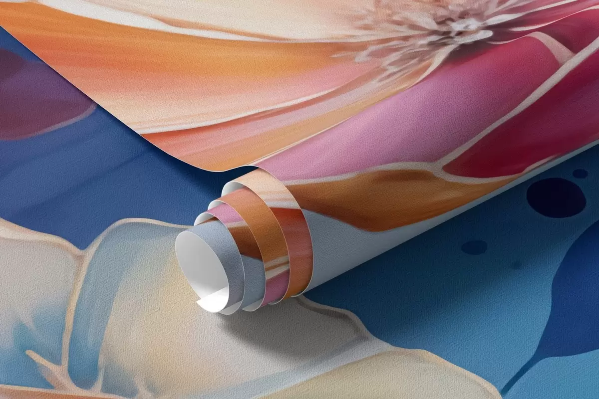 Fotobehang Heldere wilde bloemen in aquarelspatstijl w09521