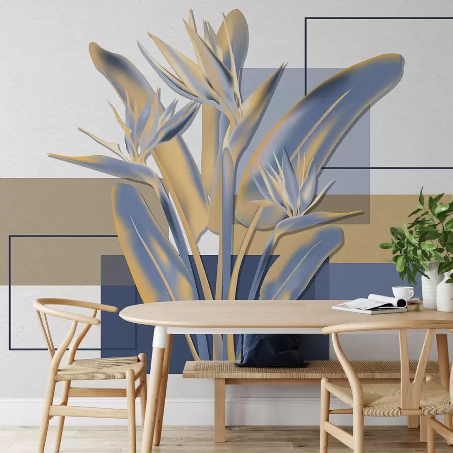 Papier peint photo Strelitzia et géométrie w04949v1
