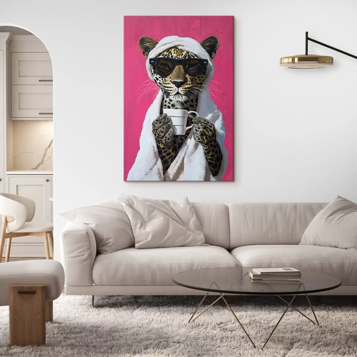  Peintures Guépard avec café s46791