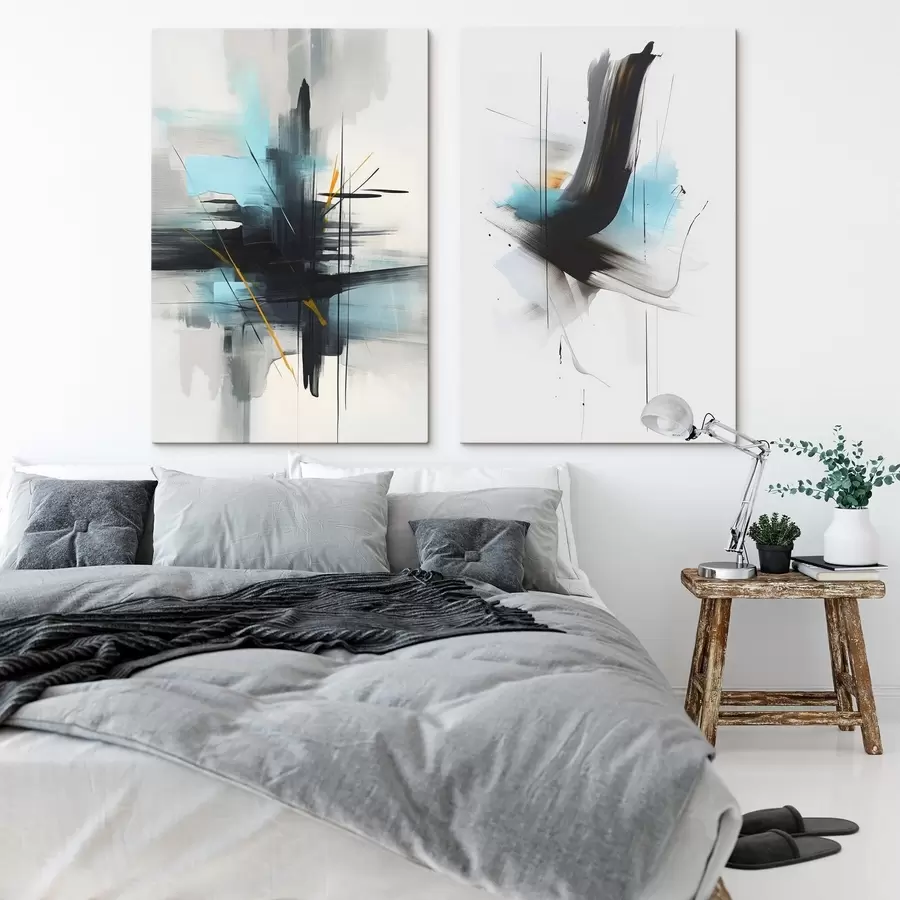  Schilderijen Abstractie met imitatie van spatten en penseelstreken m01037