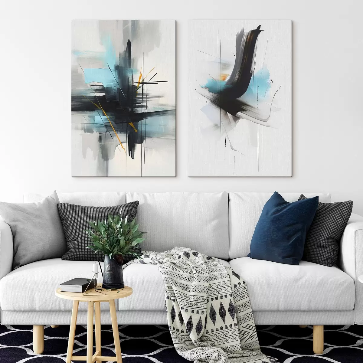  Peintures Abstraction avec imitation d'éclaboussures et de coups de pinceau m01037