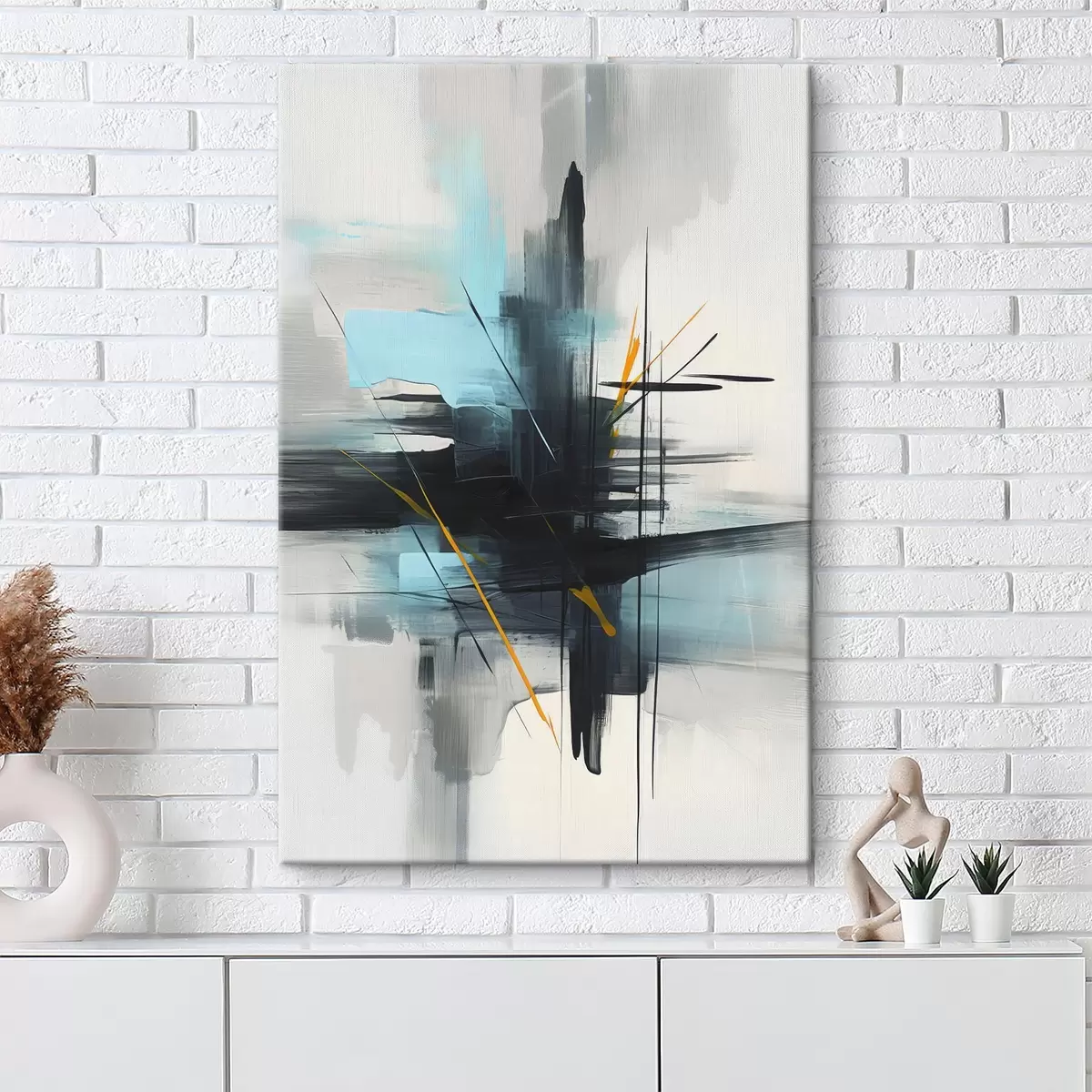  Schilderijen Abstractie met imitatie van spatten en penseelstreken s46789