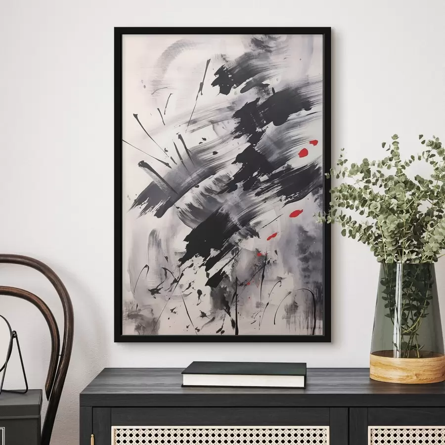 Fotobehang Abstractie met imitatie van spatten en penseelstreken f46783