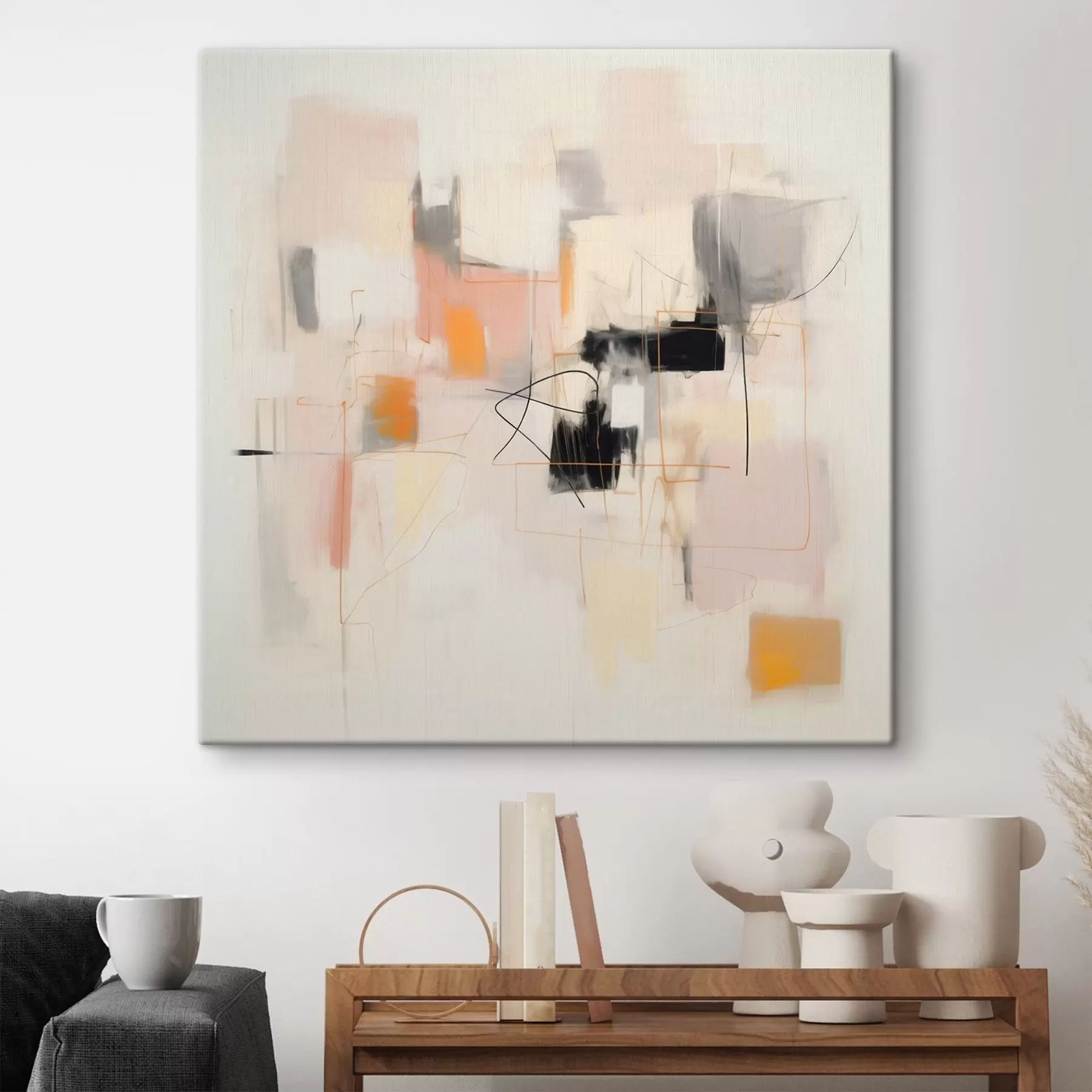  Peintures Abstraction minimaliste aux couleurs douces s46638