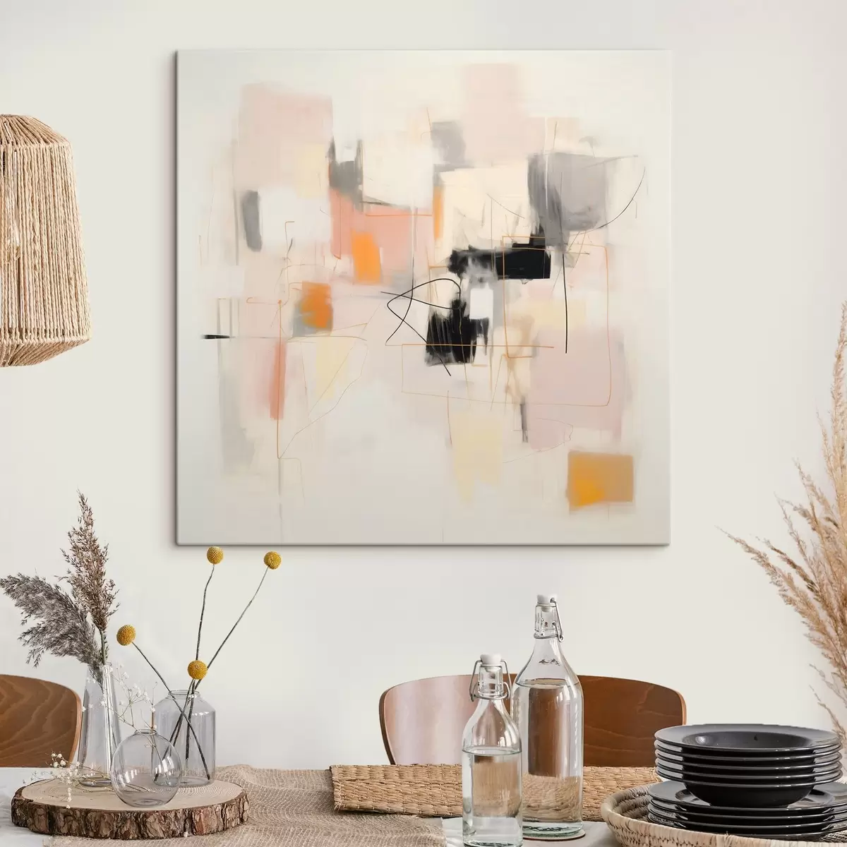  Schilderijen Minimalistische abstractie met zachte kleuren s46638