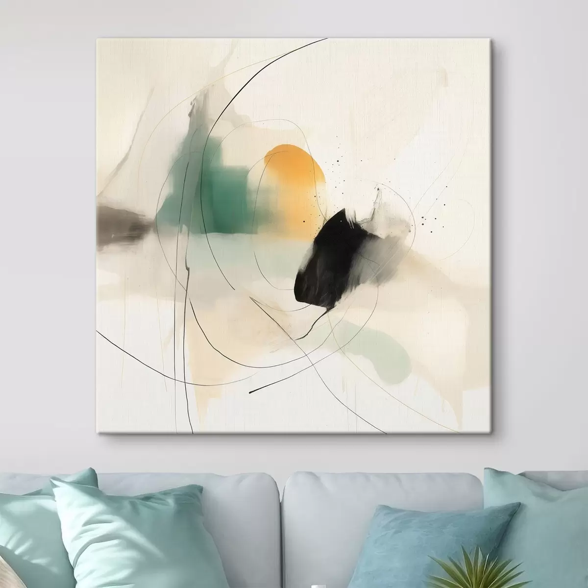  Peintures Dynamique douce des couleurs et des lignes dans un style abstrait aérien s46641