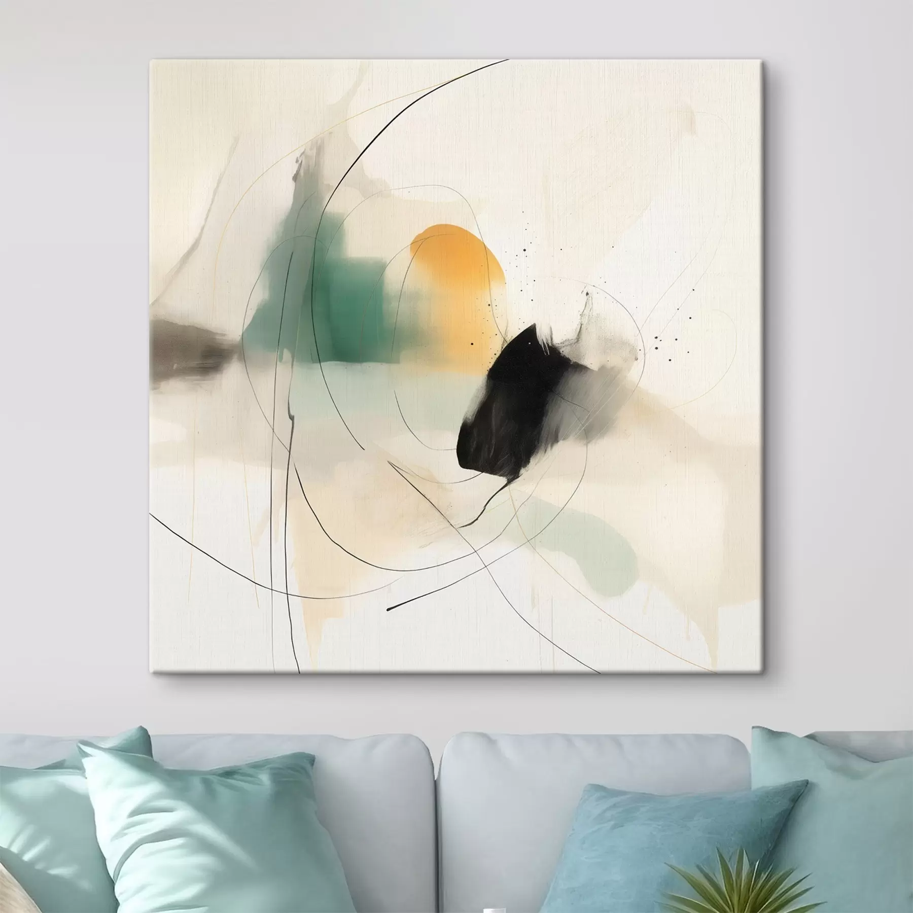  Peintures Dynamique douce des couleurs et des lignes dans un style abstrait aérien s46641