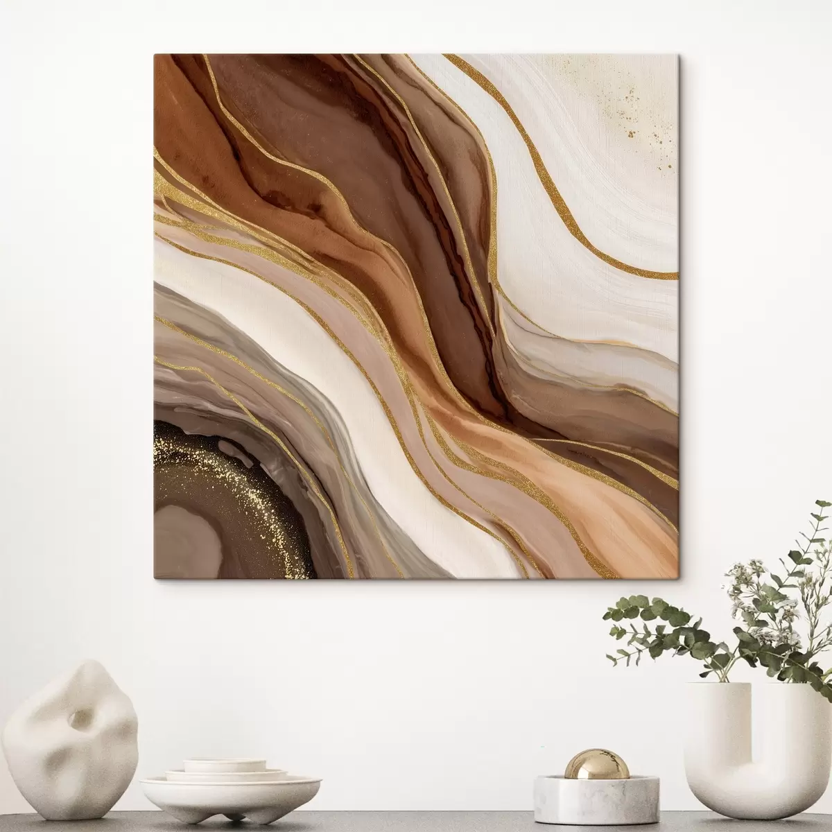  Schilderijen Stenen compositie in houttinten s46642