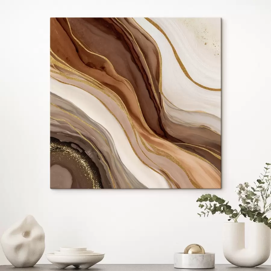  Schilderijen Stenen compositie in houttinten s46642