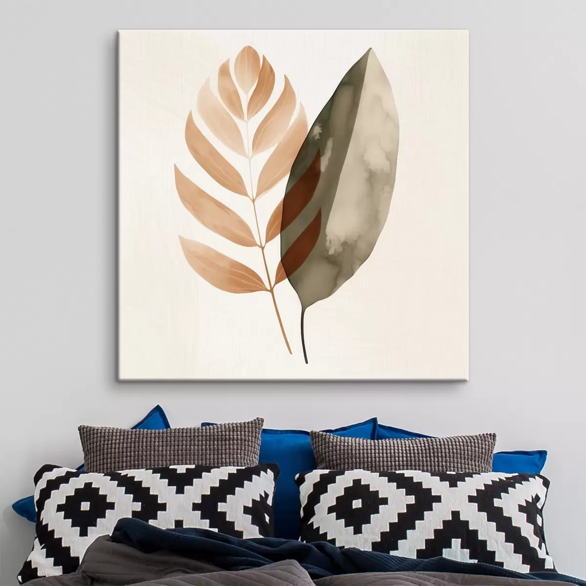  Peintures Un duo de silhouettes de feuilles dans un style abstrait aquarelle s46645