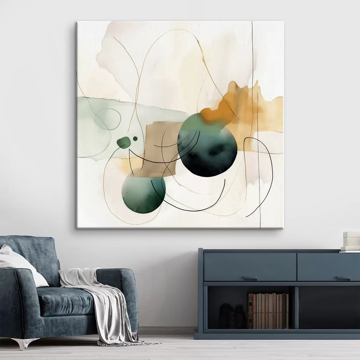  Peintures Rythme de silhouettes arrondies dans un style aquarelle moderne s46648