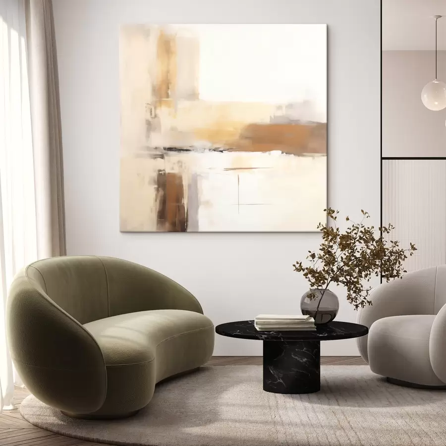  Schilderijen Lichte abstracte compositie in warme tinten s46654