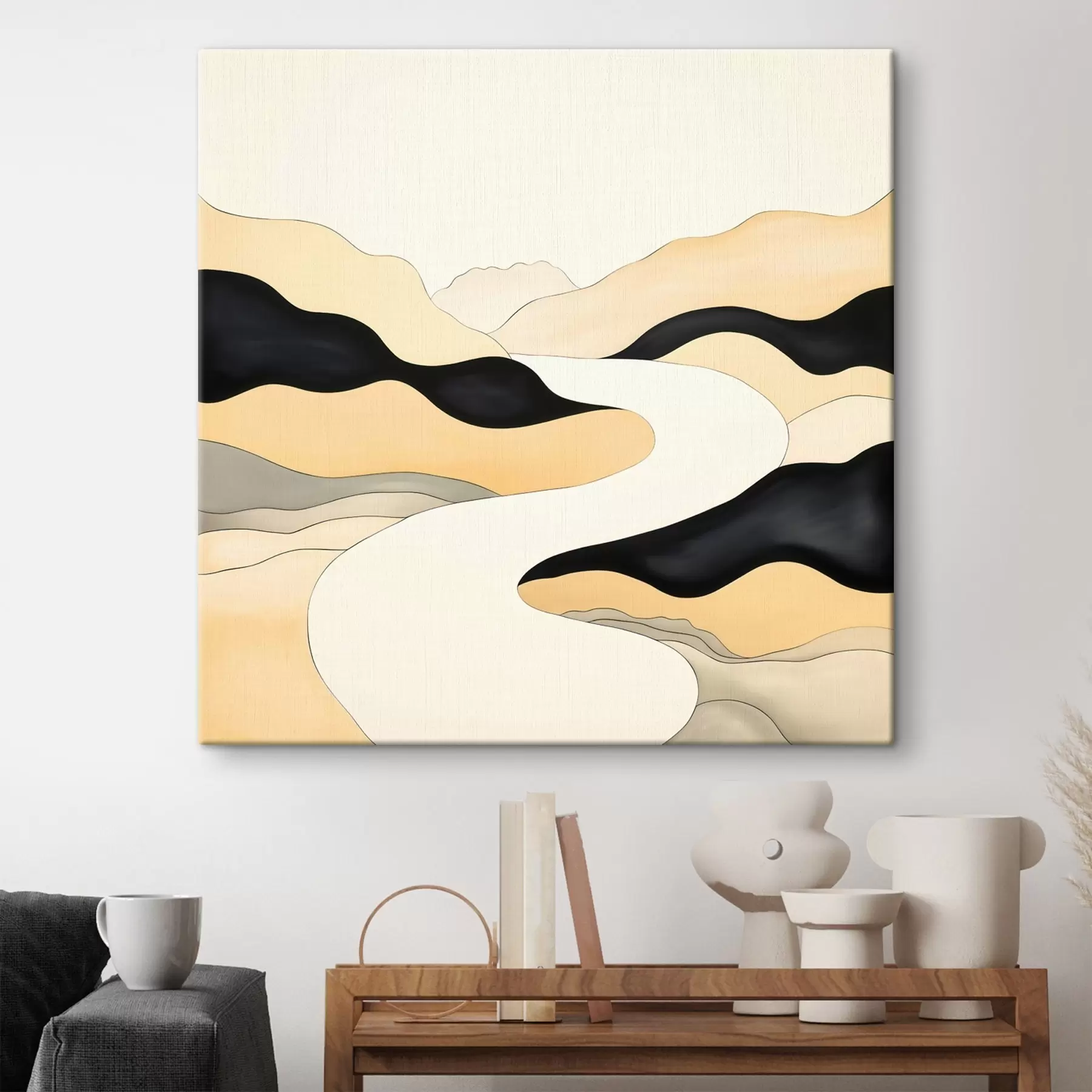  Peintures Composition artistique aux accents contrastés dans des tons chauds s46663