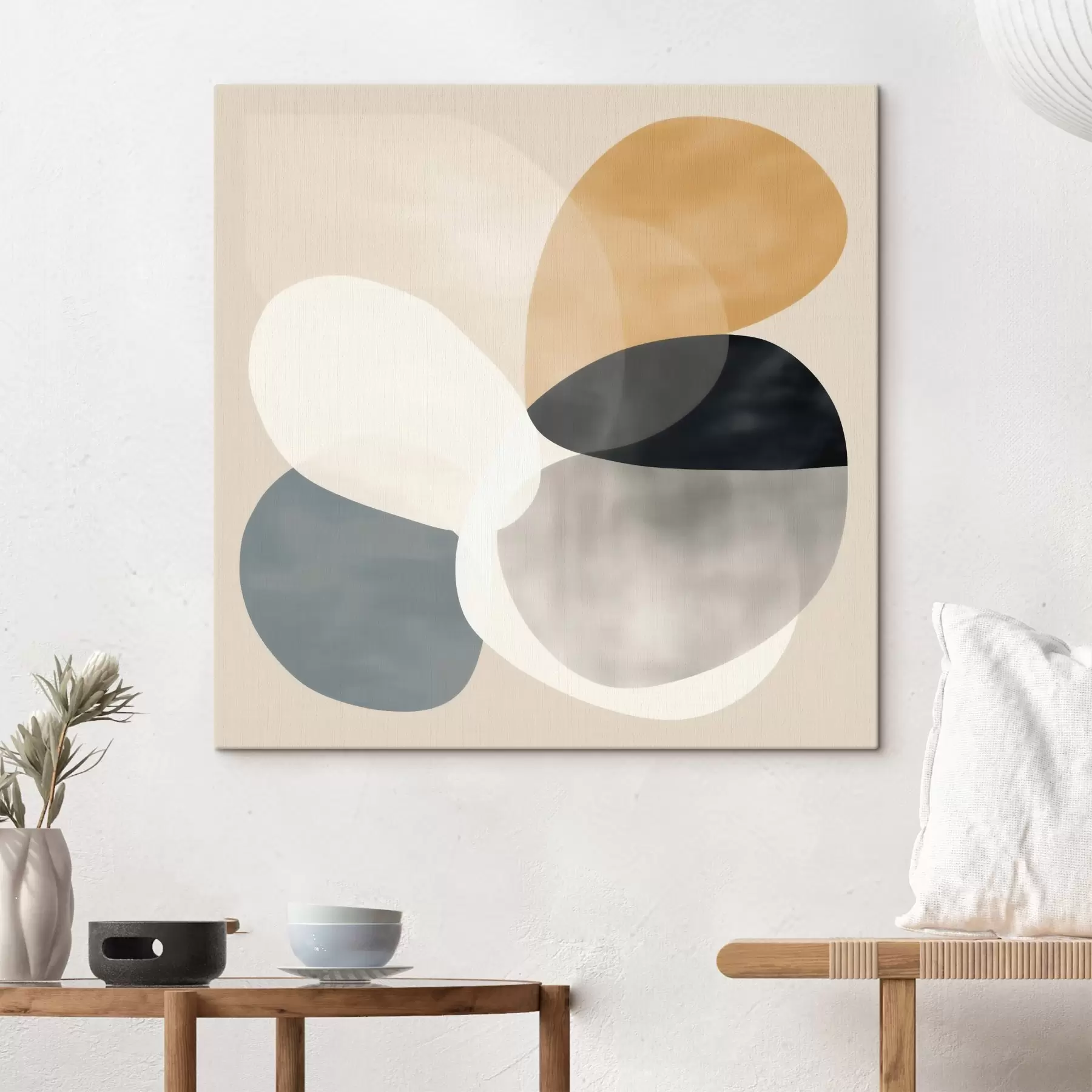  Peintures Abstraction minimaliste avec des formes géométriques douces s46664