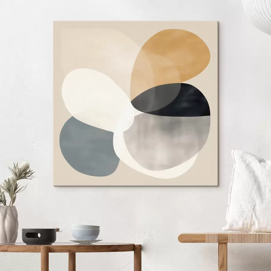  Peintures Abstraction minimaliste avec des formes géométriques douces s46664