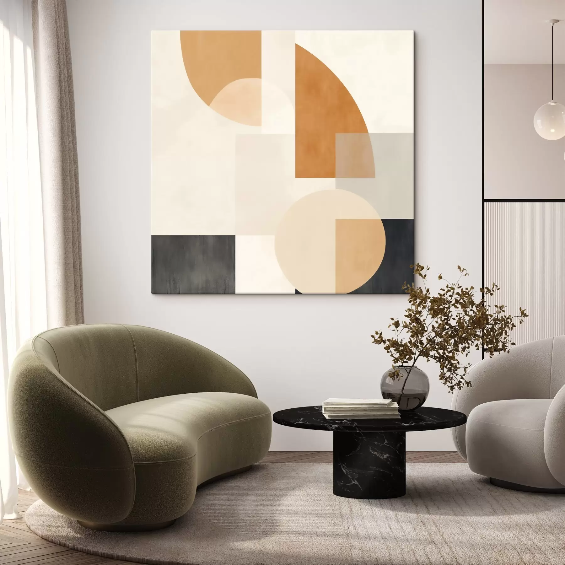  Peintures Géométrie artistique combinant des formes arrondies et linéaires s46665