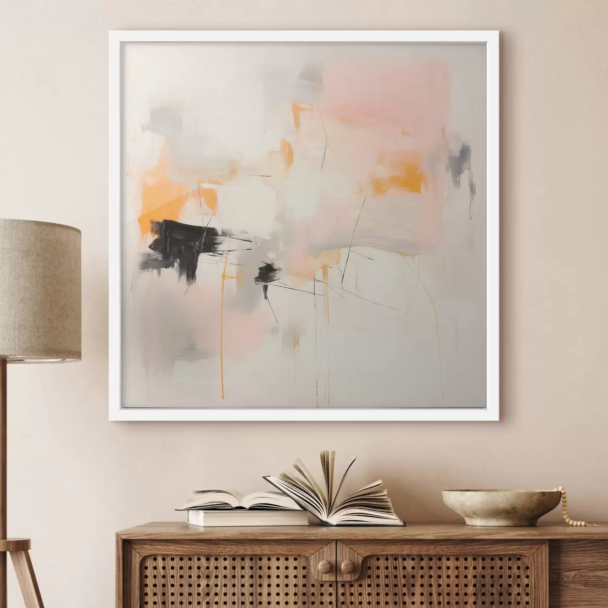 Poster Vage vormen en dynamische penseelstreken in een gesticulerende techniek f46639