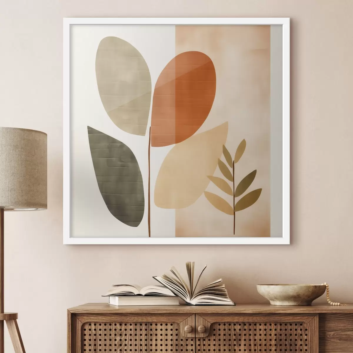 Poster Minimalistisch gebladerte in een artistieke stijl f46644