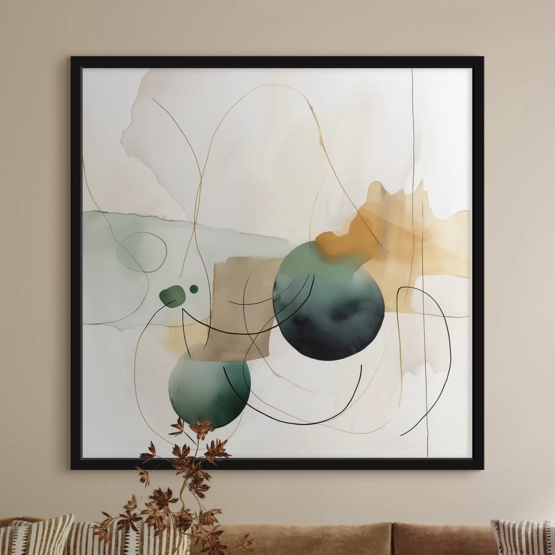 Papier peint photo Rythme de silhouettes arrondies dans un style aquarelle moderne f46648