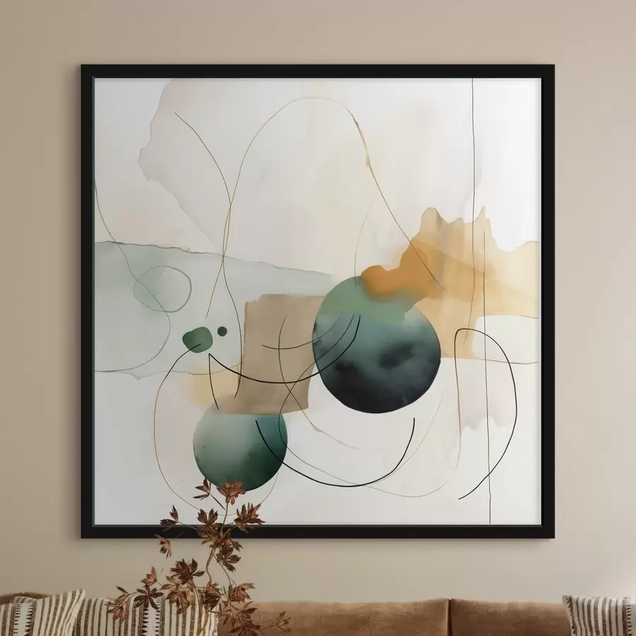 Papier peint photo Rythme de silhouettes arrondies dans un style aquarelle moderne f46648