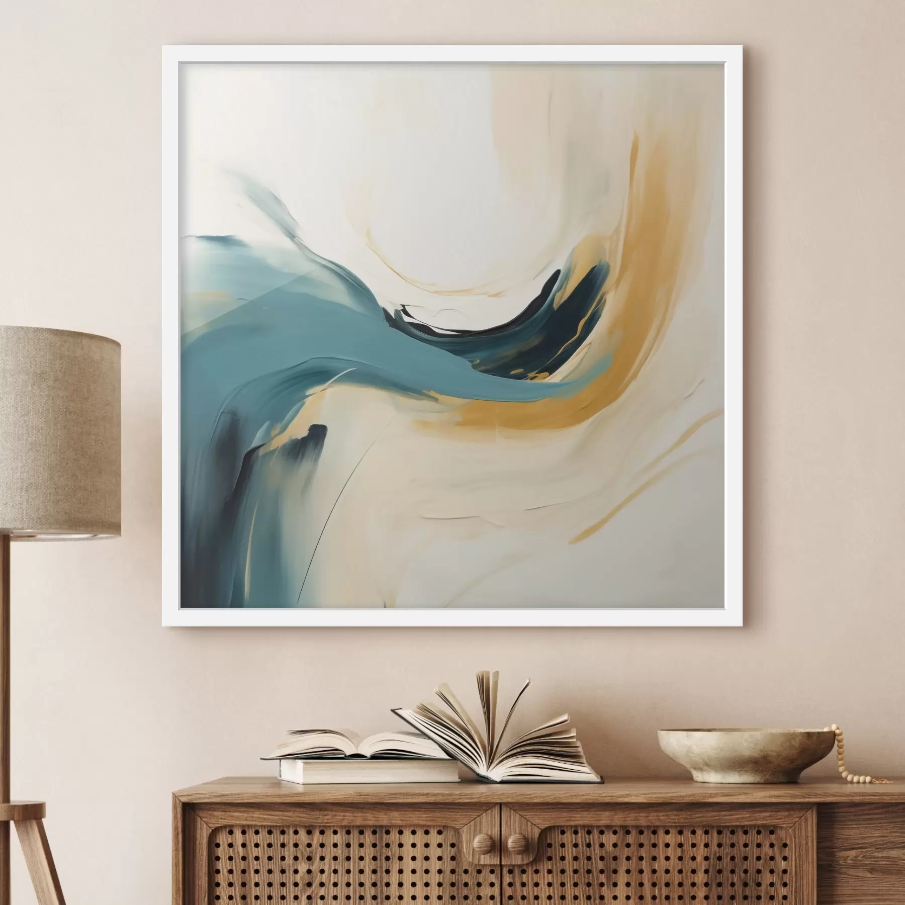 Papier peint photo Abstraction avec des formes en mouvement dans des tons pastel f46656