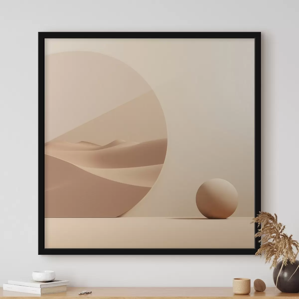 Poster Abstractie met een cirkel en duinlandschap f46659