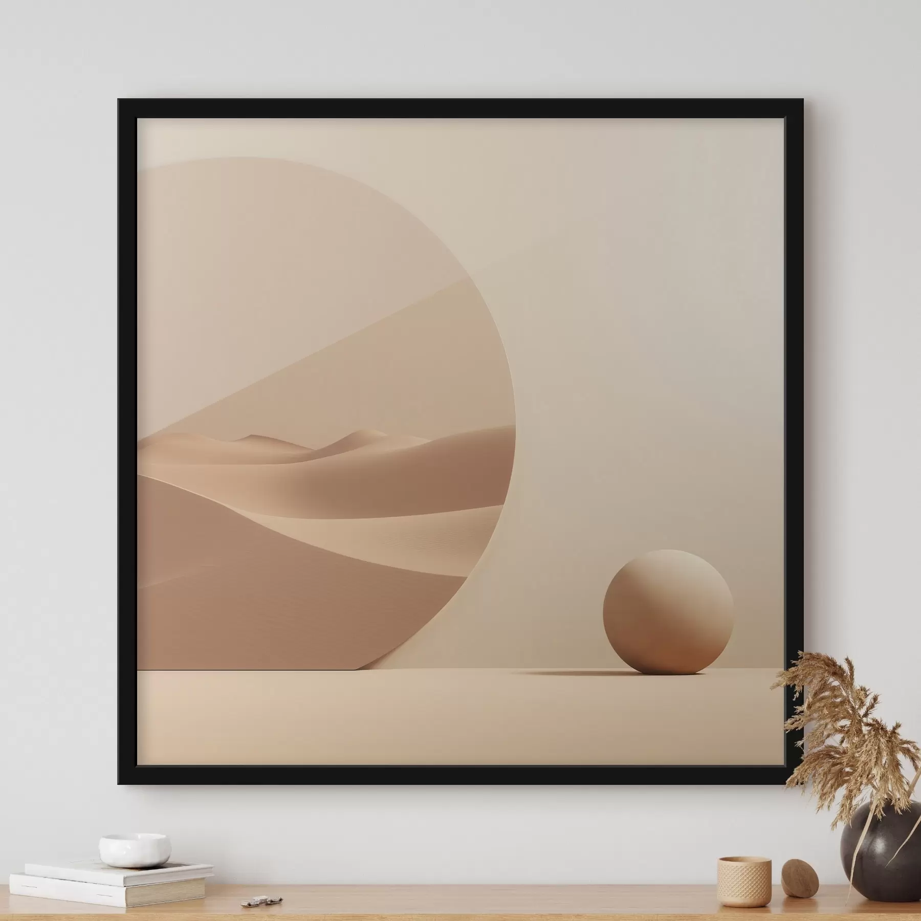 Fotobehang Abstractie met een cirkel en duinlandschap f46659