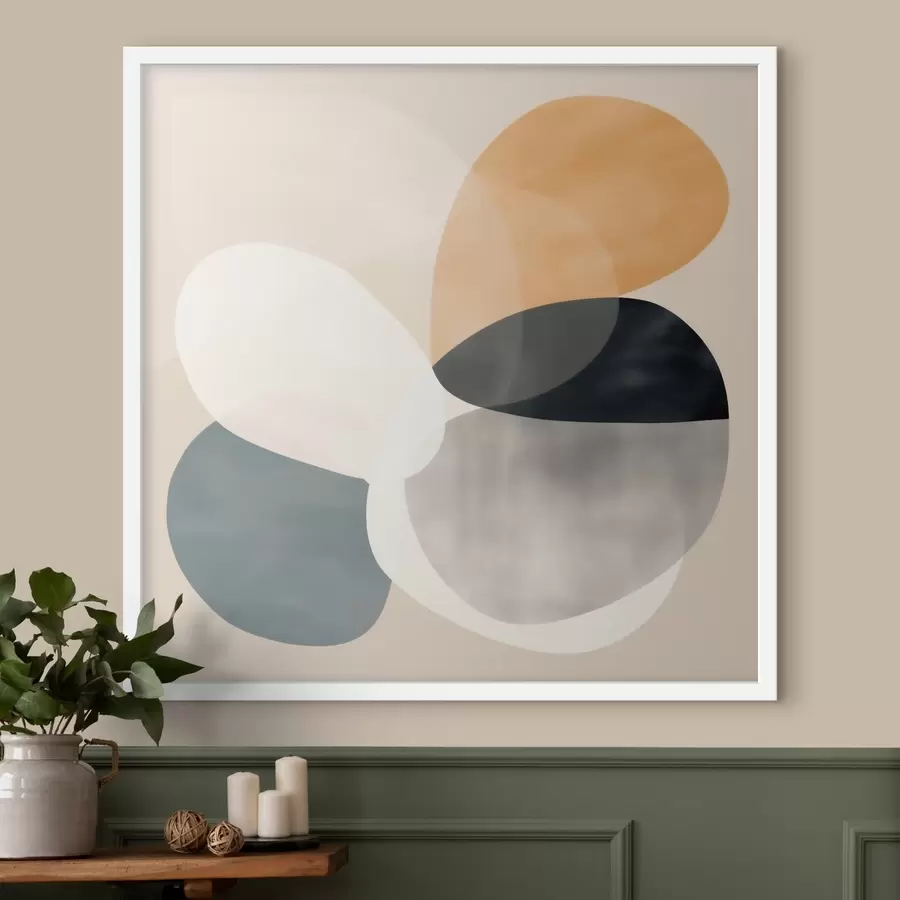 Fotobehang Minimalistische abstractie met vloeiende geometrische vormen f46664