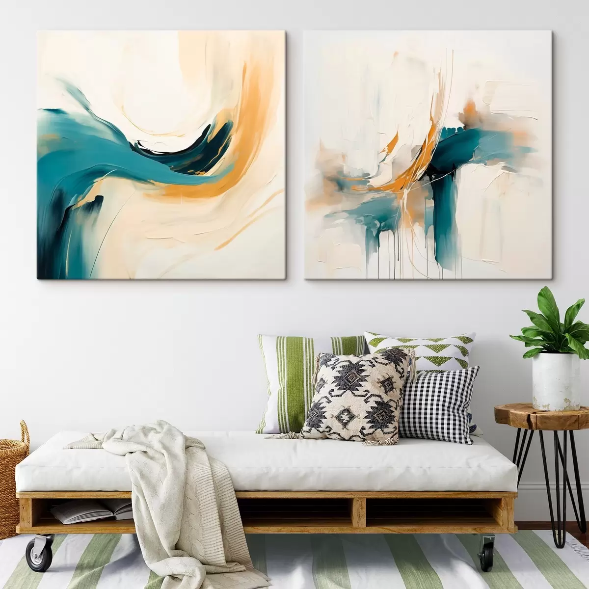  Peintures Composition artistique avec un mouvement fluide des couleurs m00989