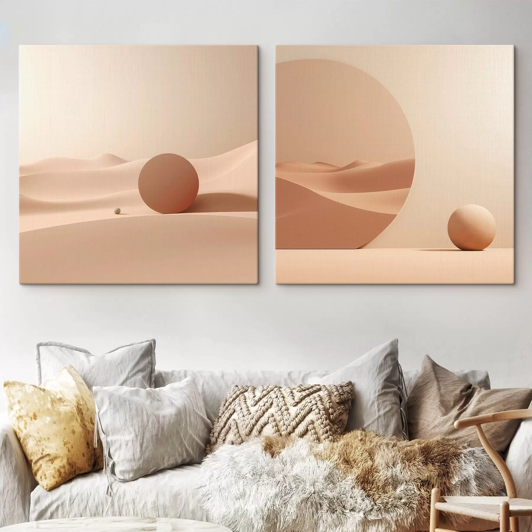  Schilderijen Compositie met rustige ruimtes en een geometrische vorm m00990