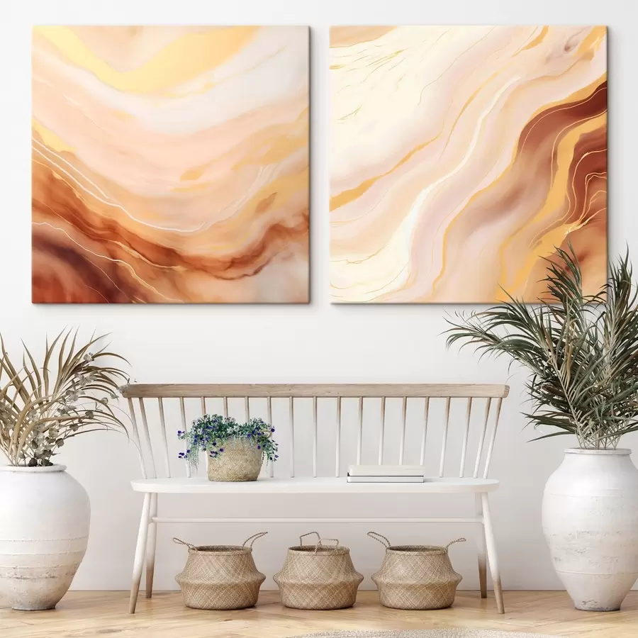  Schilderijen Lichte golvende structuren in aquareltechniek m00991