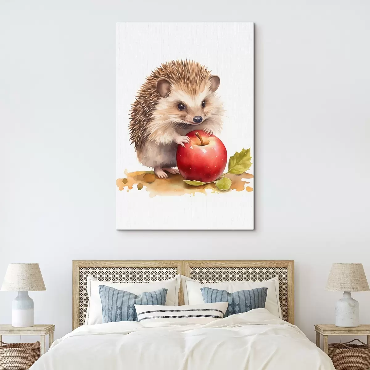  Peintures Hérisson et pomme, imitation aquarelle s46769