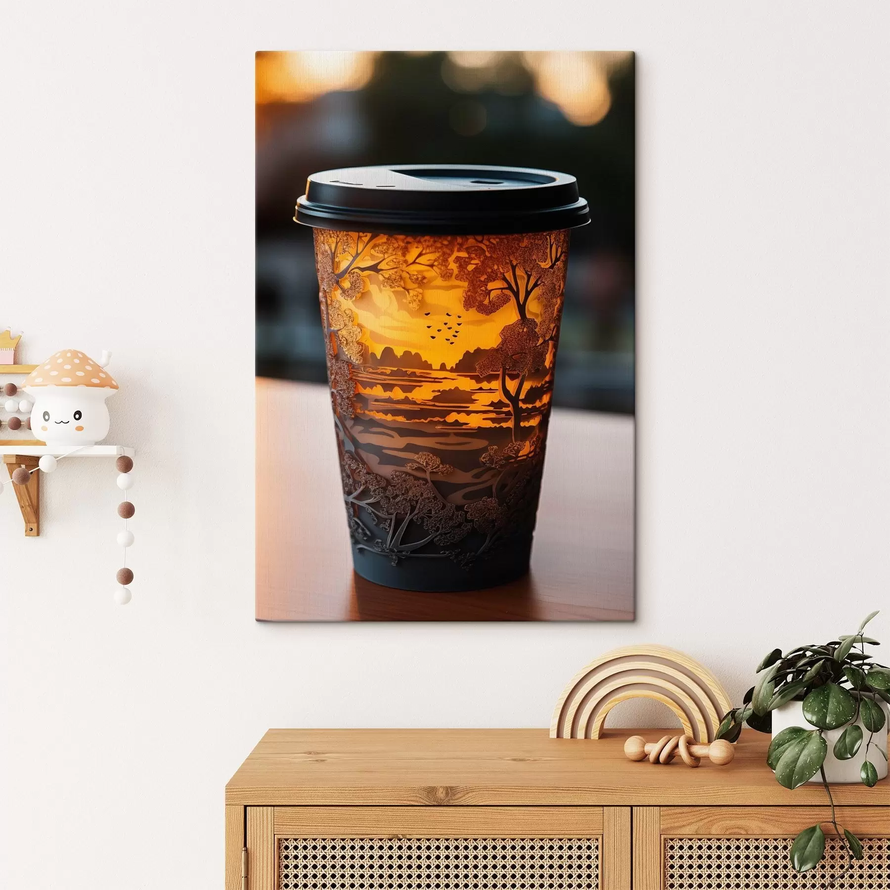  Peintures Verre à café avec motif naturel s46776