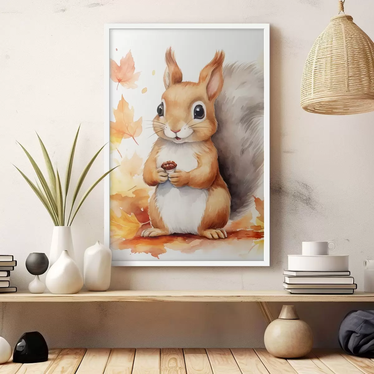 Affiche Adorable écureuil, imitation aquarelle f46766