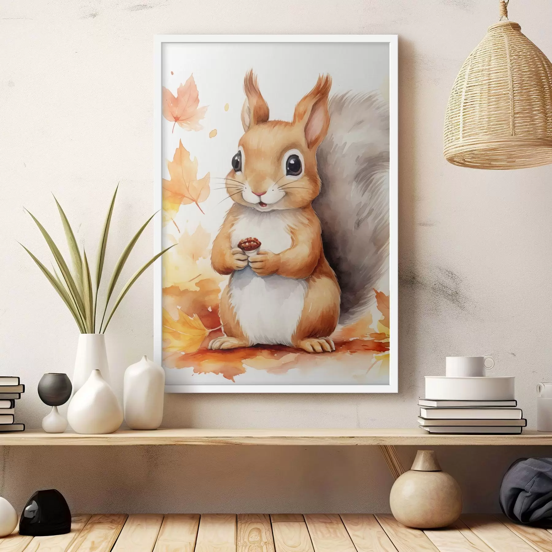 Papier peint photo Adorable écureuil, imitation aquarelle f46766