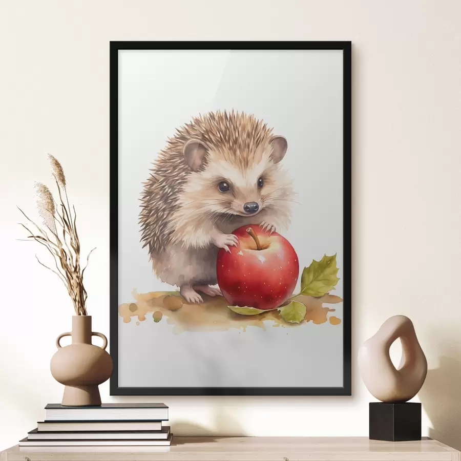 Fotobehang Egel en appel, imitatie-aquarel f46769