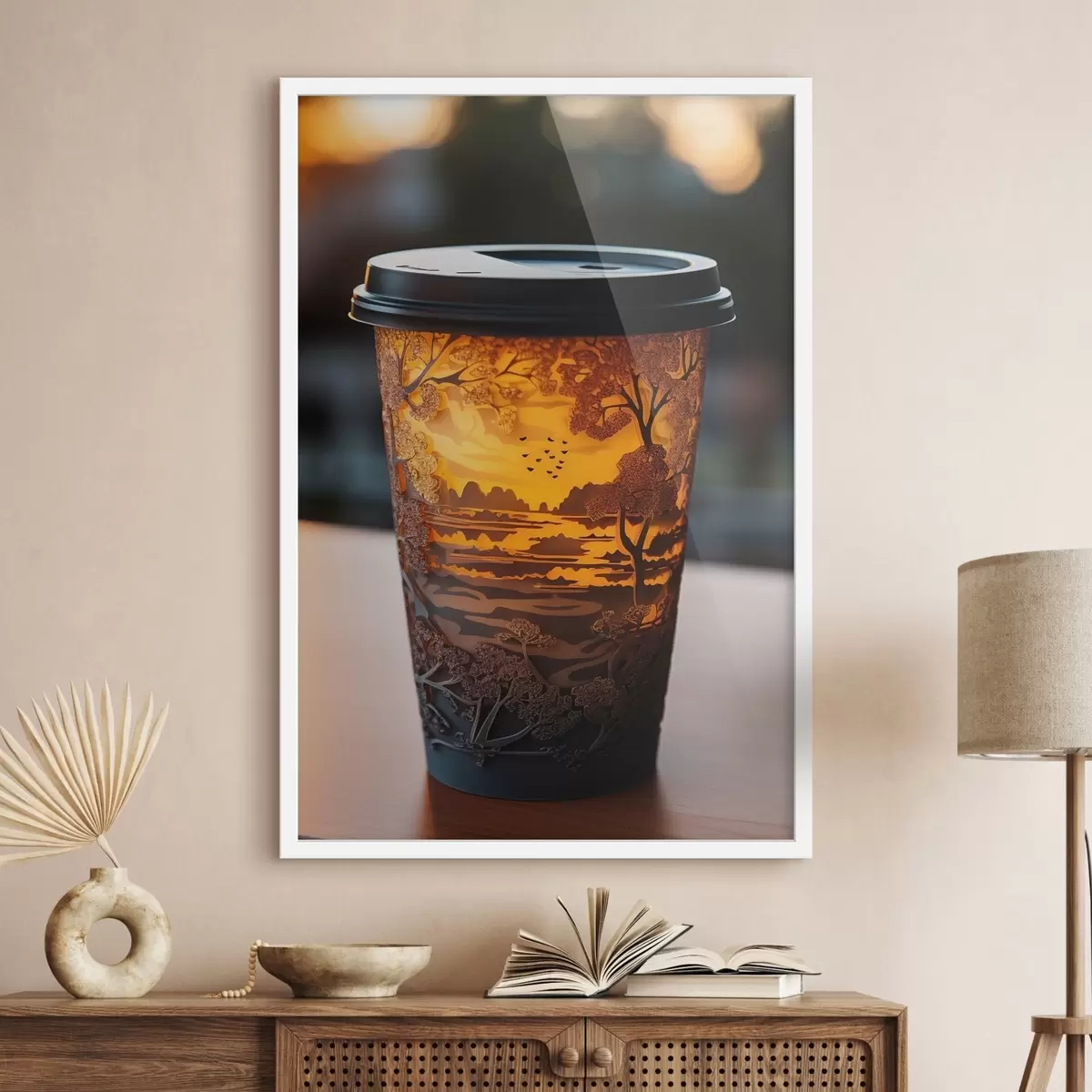 Affiche Verre à café avec motif naturel f46776